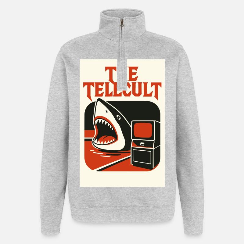 LE TELECULT / TELEPOOL - Sweat à zip 1/4 - gris chiné