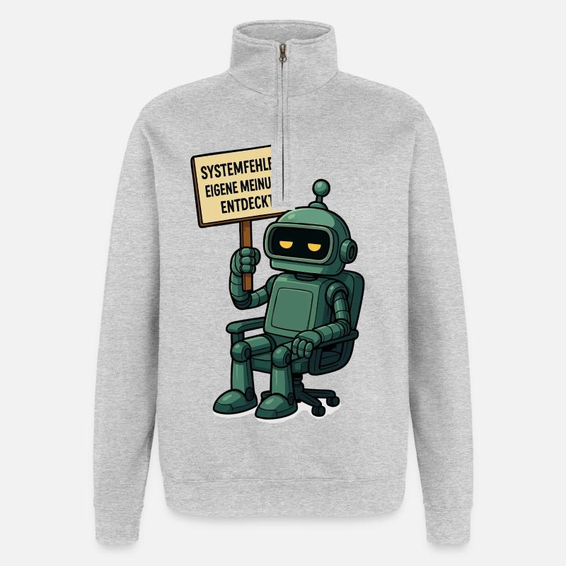 Systemfehler entdeckt – Denk selbst! Roboter - Quarter-Zip-Sweatshirt - Grau meliert