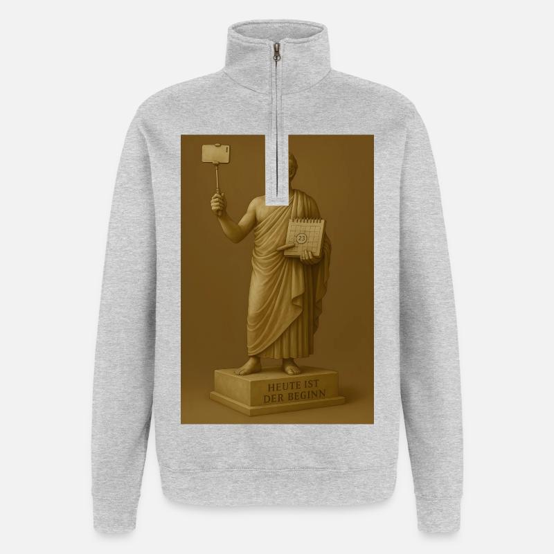 Modern statue with smartphone and calendar - Quarter-Zip Sweatshirt - heather grey