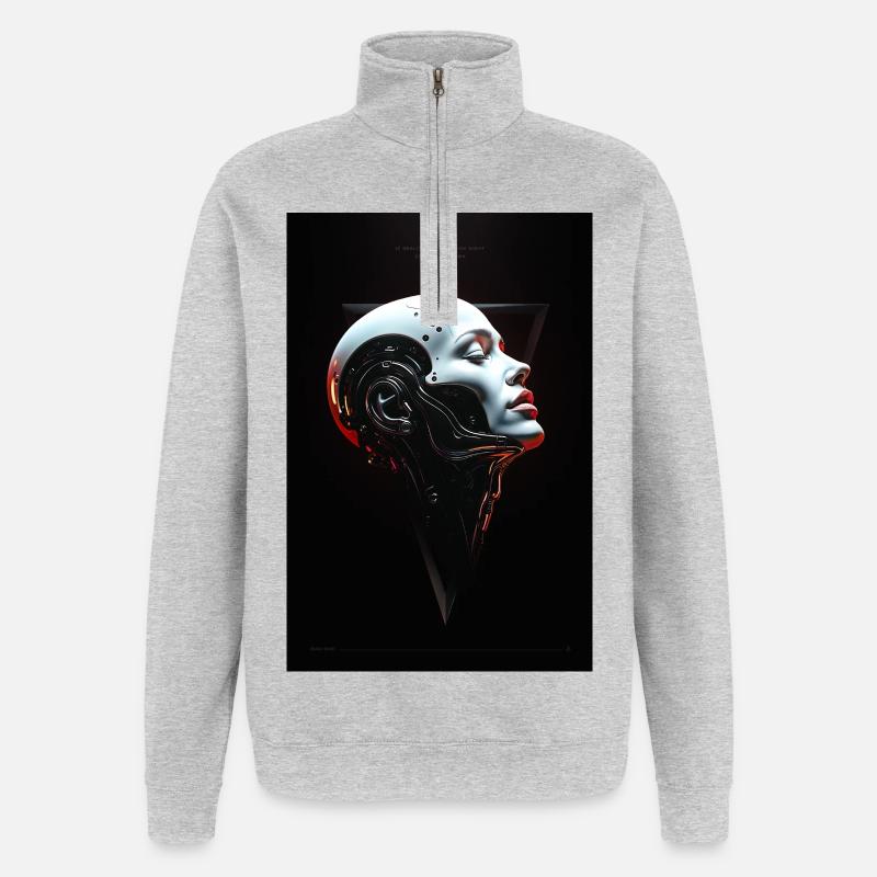 MAD-MND : La réalité échoue - Sweat à zip 1/4 - gris chiné