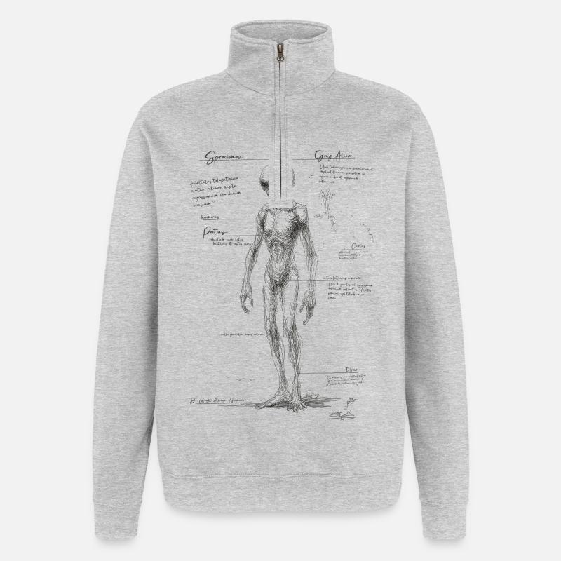 Anatomie extraterrestre - Sweat à zip 1/4 - gris chiné