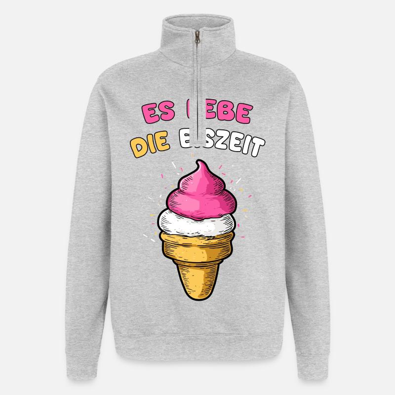 Es lebe die Eiszeit mit Eiscreme - Quarter-Zip Sweatshirt - heather grey
