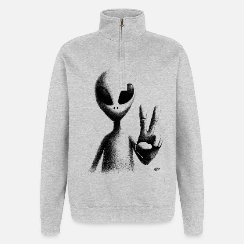 Geste de paix extraterrestre - Sweat à zip 1/4 - gris chiné