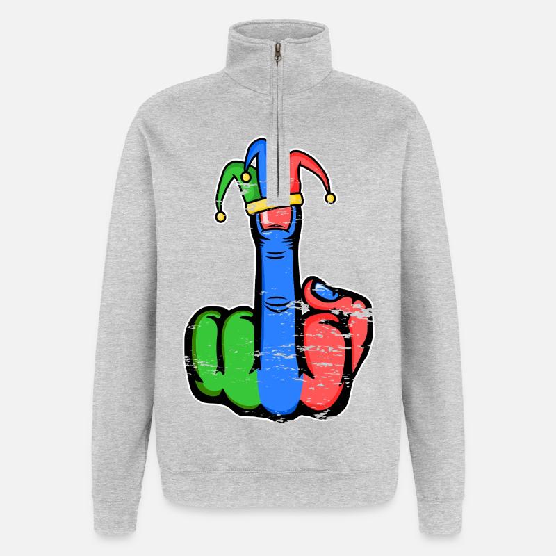 Mittelfinger Stingerfinger Karneval - Quarter-Zip-Sweatshirt - Grau meliert