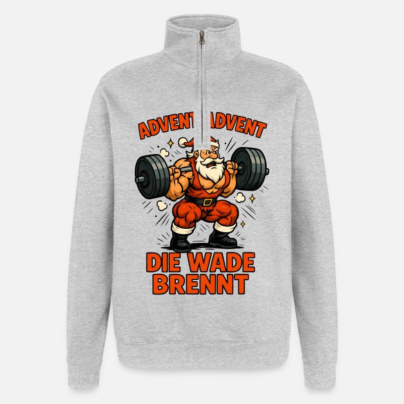 Advent Advent die Wade brennt - Quarter-Zip-Sweatshirt - Grau meliert