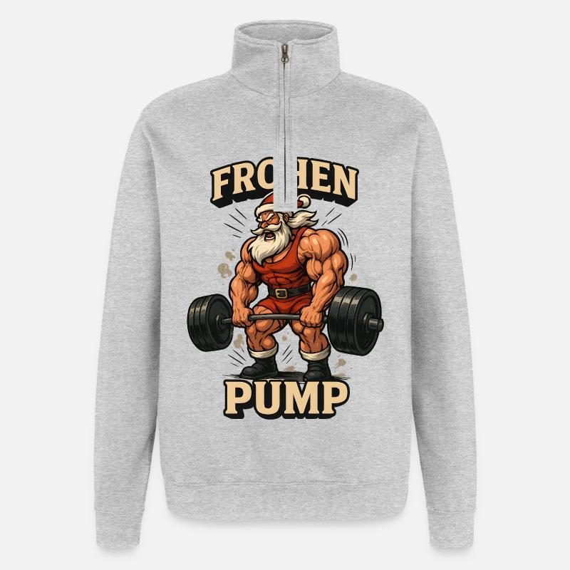 Frohen Pump Gym lustiger Spruch - Quarter-Zip-Sweatshirt - Grau meliert