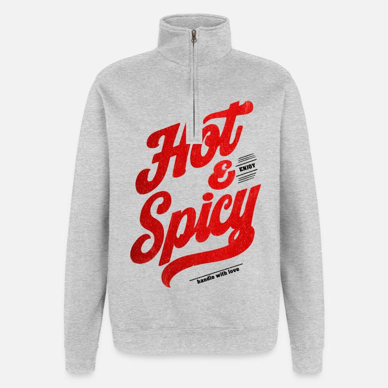 Chaud et épicé - Sweat à zip 1/4 - gris chiné