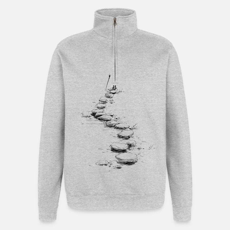 Marchez sur le sentier - Sweat à zip 1/4 - gris chiné