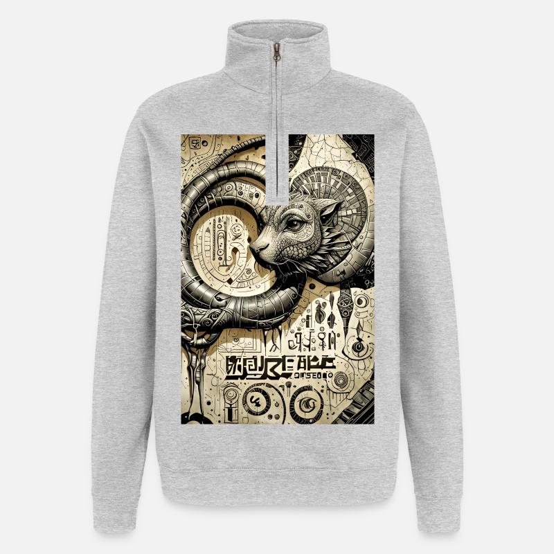 Patch 11 - Sweat à zip 1/4 - gris chiné