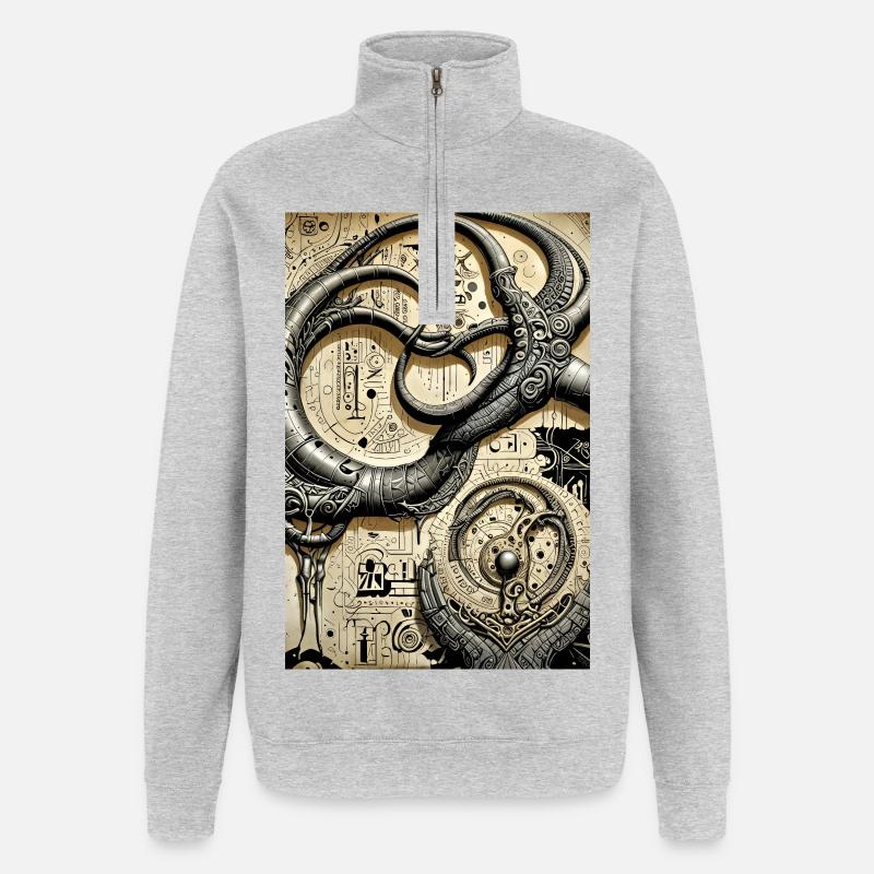 Ppatch 09 - Sweat à zip 1/4 - gris chiné