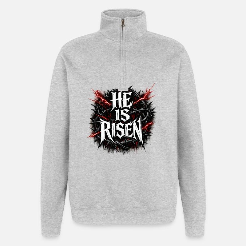 he is risen - Quarter-Zip Sweatshirt - heather grey