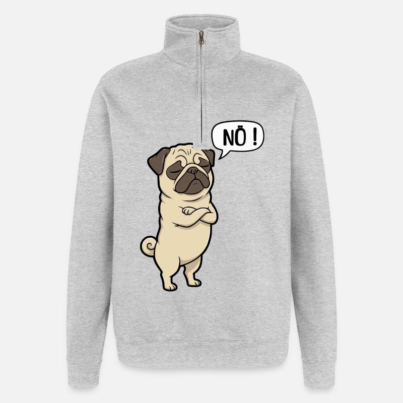 NÖ Pug Eigensinniger Mops-Charme - Quarter-Zip-Sweatshirt - Grau meliert