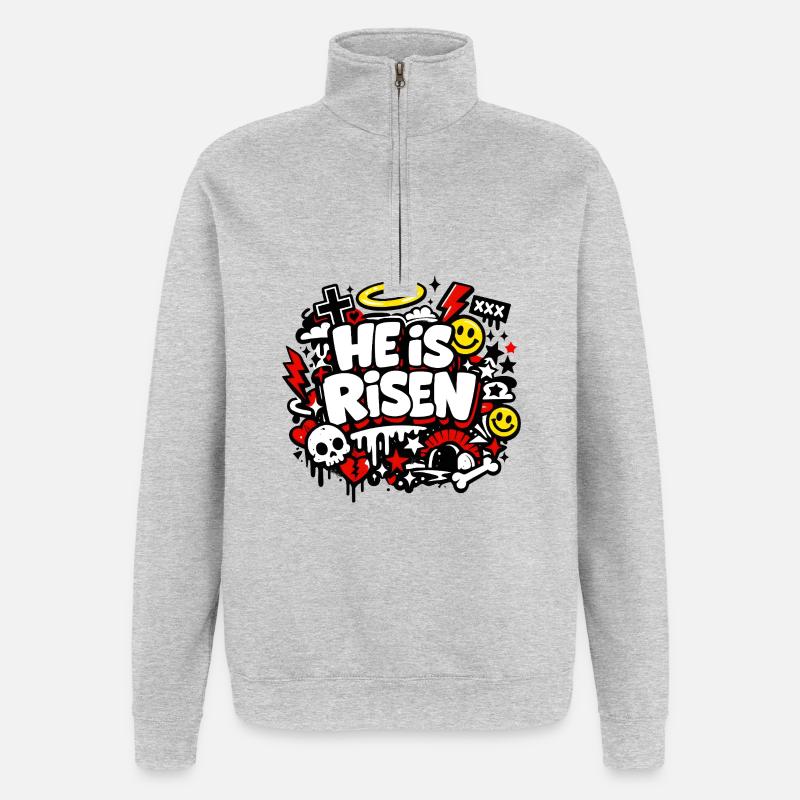 Il est Risen Graffiti Easter - Sweat à zip 1/4 - gris chiné