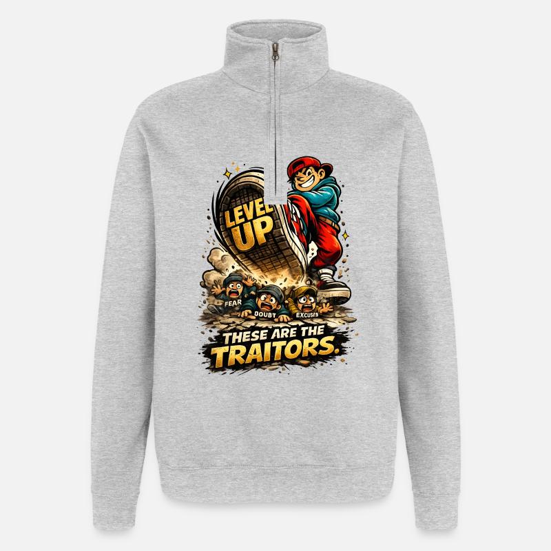 Level Up Crew Runner - Sweat à zip 1/4 - gris chiné