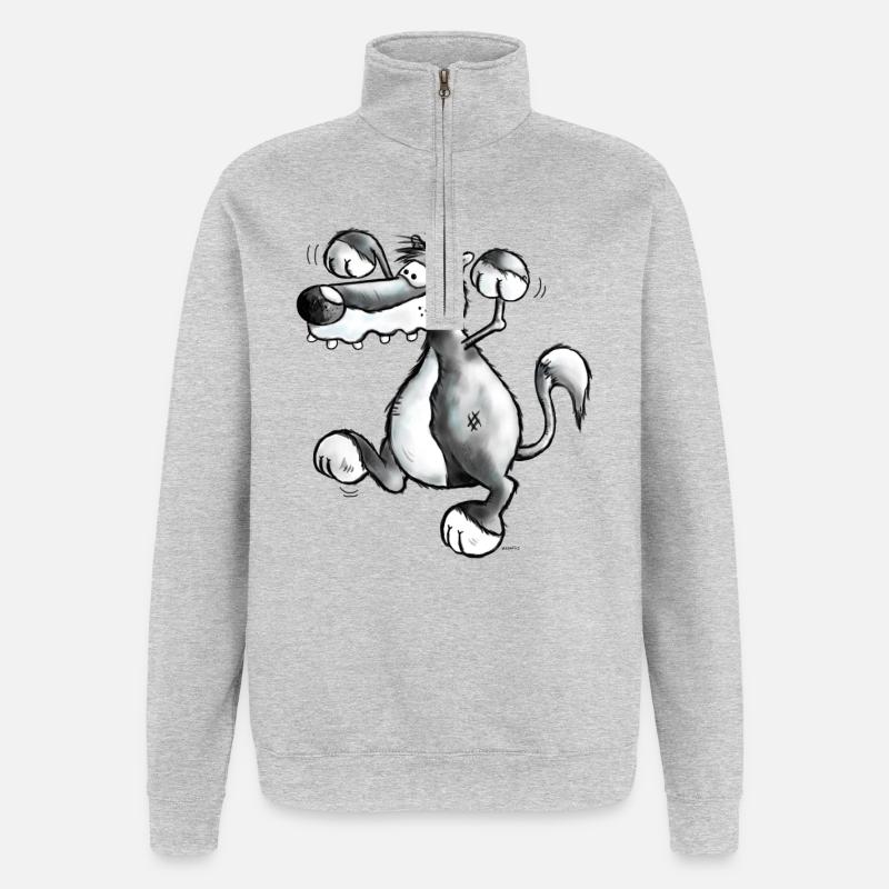 Canis Lupus - Wilder Wolf - Quarter-Zip-Sweatshirt - Grau meliert