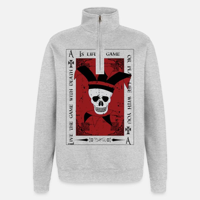 Ist das Leben Ein Spiel ? - Quarter-Zip-Sweatshirt - Grau meliert