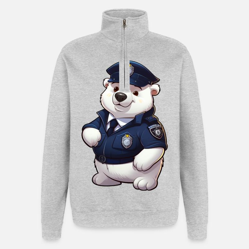 Polizei Eisbärin - Quarter-Zip-Sweatshirt - Grau meliert