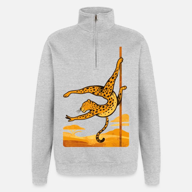 Pole Dance Leopardin Poledancerin Geschenk - Quarter-Zip-Sweatshirt - Grau meliert