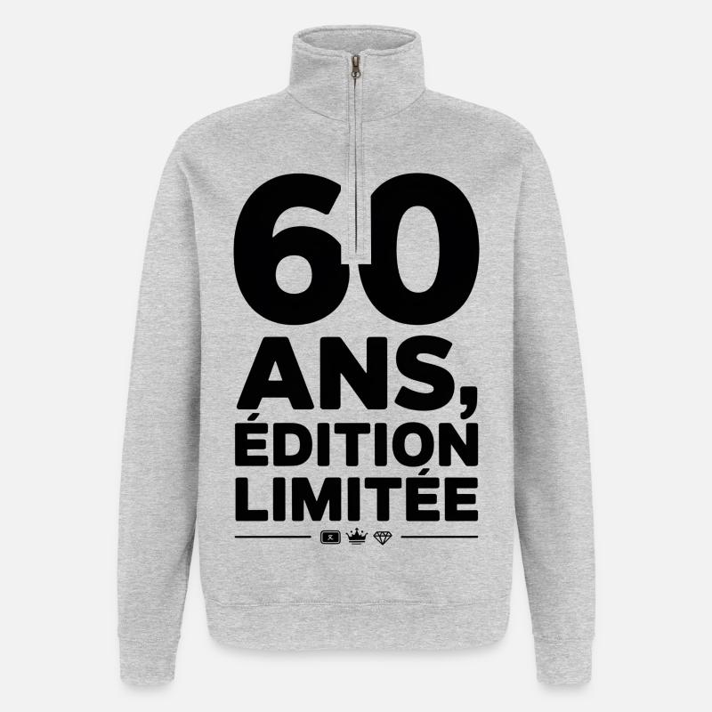 60 Ans Édition Limitée - Sweat à zip 1/4 - gris chiné