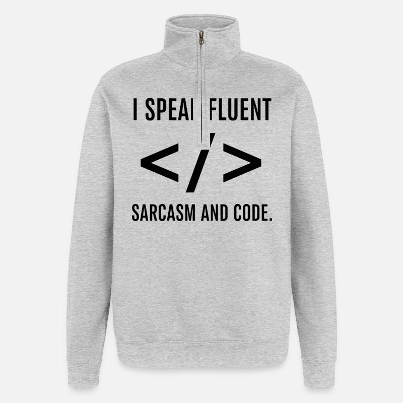 Ich spreche fließend Code - Quarter-Zip-Sweatshirt - Grau meliert