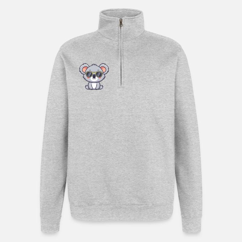 Koala Yellow Pop Glasses - Quarter-Zip Sweatshirt - heather grey