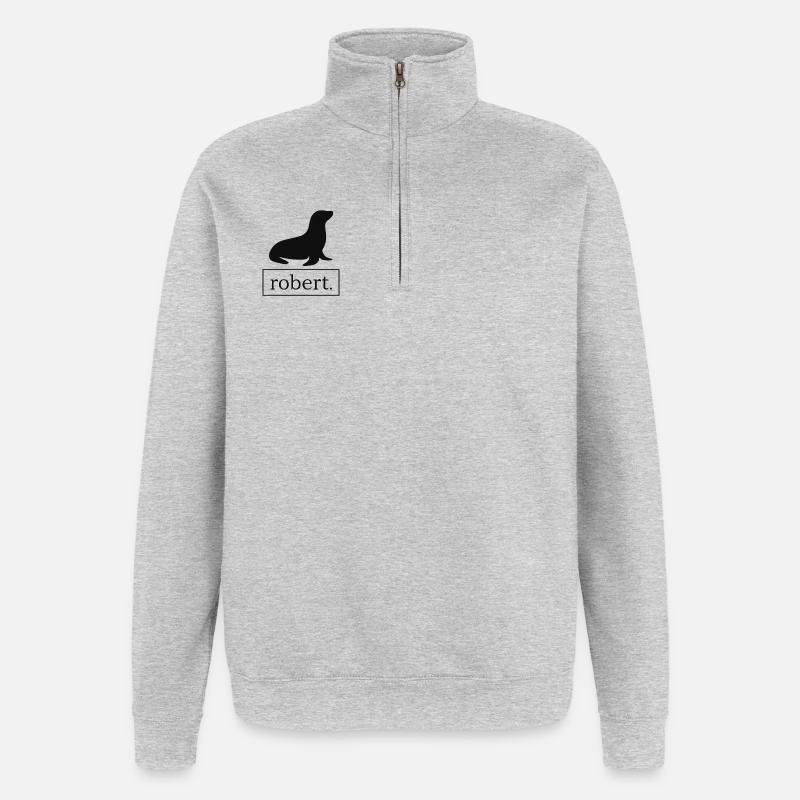 Robert phoque / phoque / Lion de mer - Sweat à zip 1/4 - gris chiné