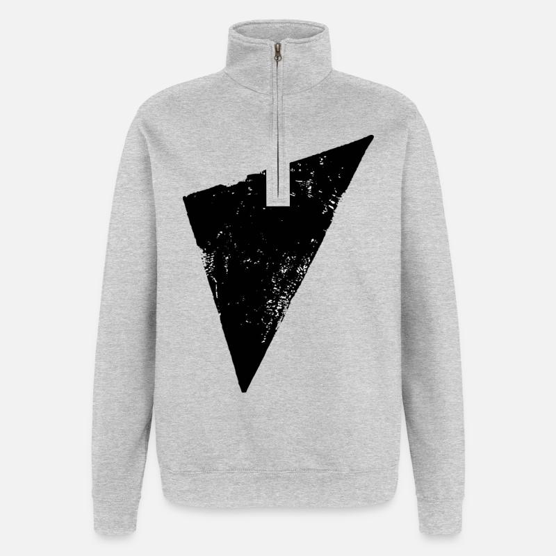 Trekant | Polygon | Trekant - Sweatshirt med 1/4 lynlås - grå meleret