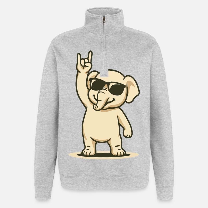 Rainure d’éléphant - Sweat à zip 1/4 - gris chiné