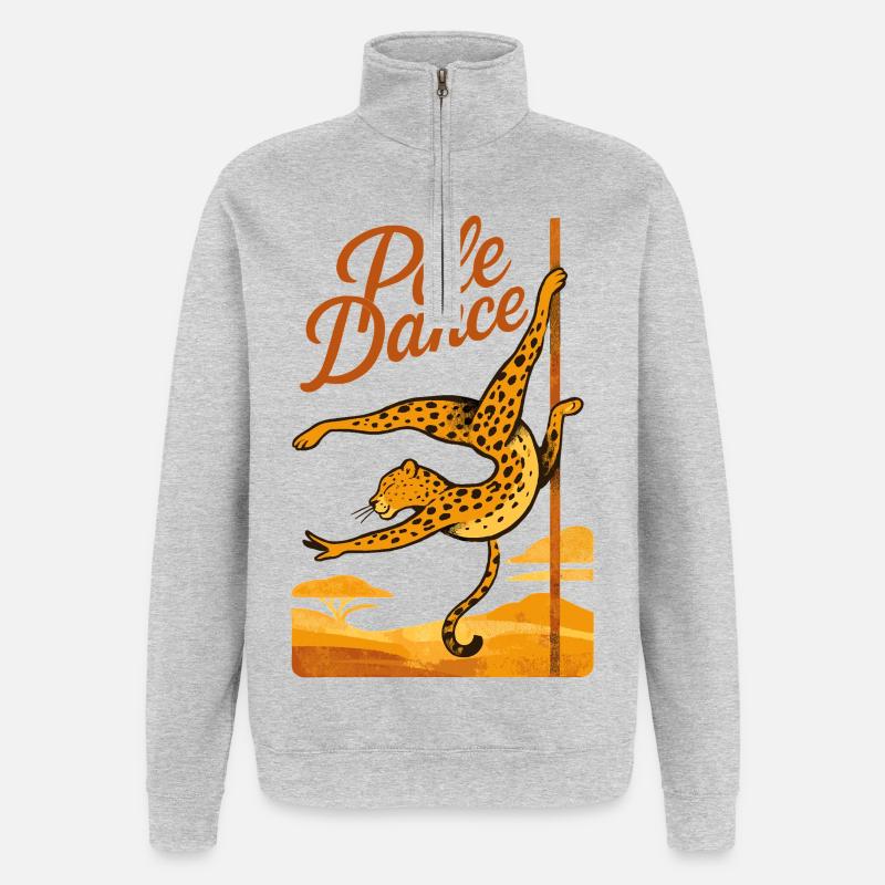 Pole Dance Leopardin Poledancerin Geschenk - Quarter-Zip-Sweatshirt - Grau meliert