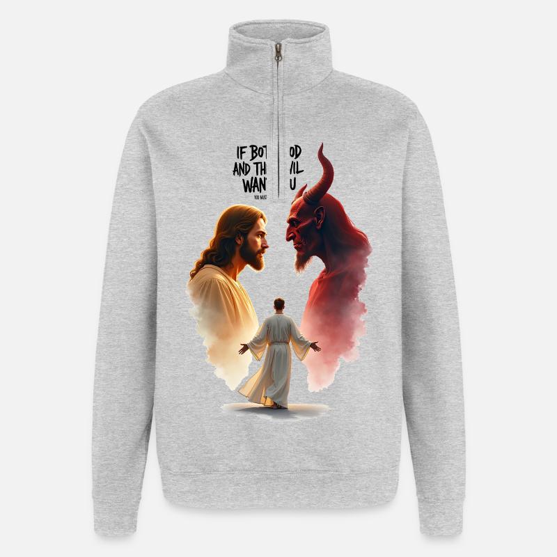 God's Choice Between Good and Evil - Quarter-Zip Sweatshirt - heather grey