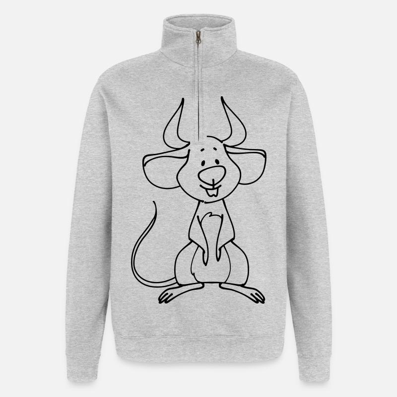 Souris du diable - Sweat à zip 1/4 - gris chiné
