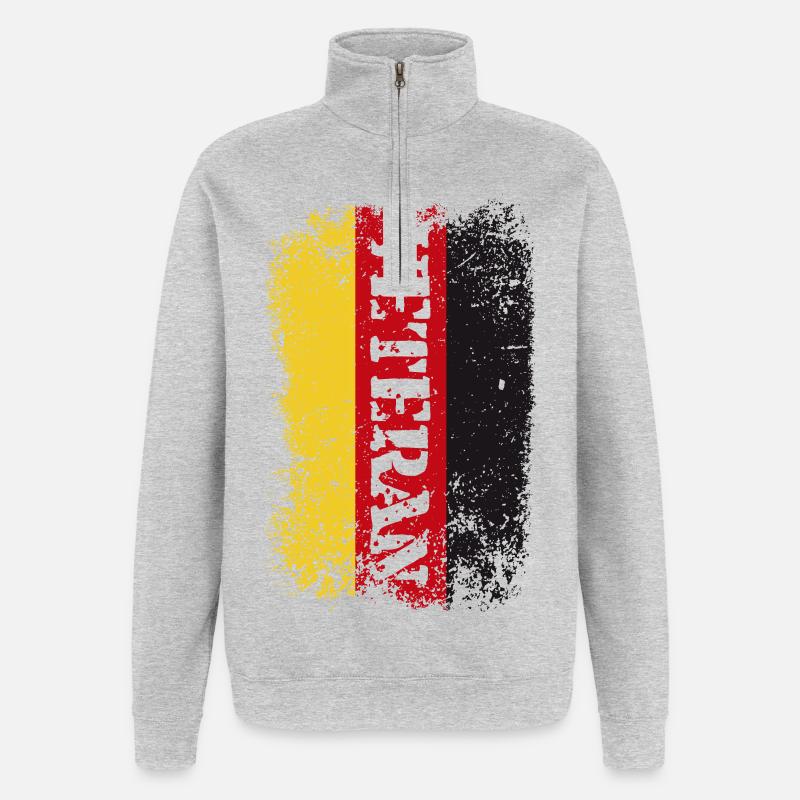 veteran - Quarter-Zip-Sweatshirt - Grau meliert