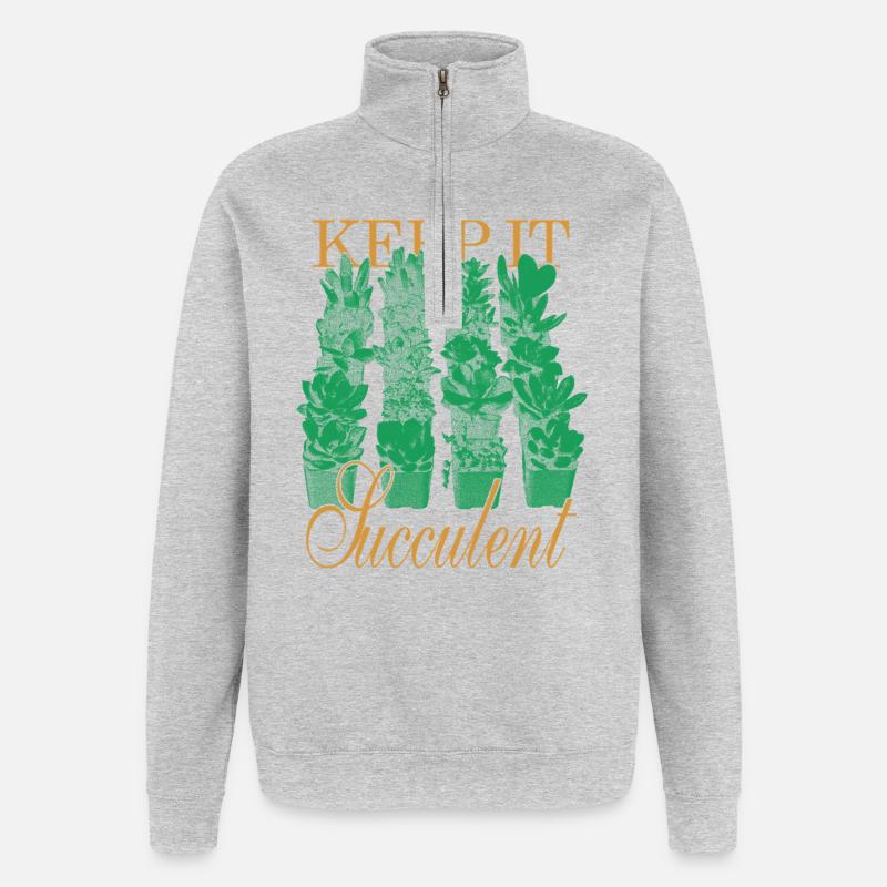 Keep It Succulent - Chemise Succulent Lover - Sweat à zip 1/4 - gris chiné