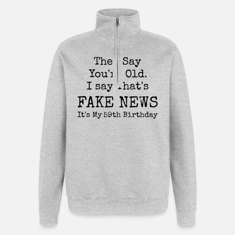 59th Birthday | 59 Years Old Birthday - Sweat à zip 1/4 - gris chiné