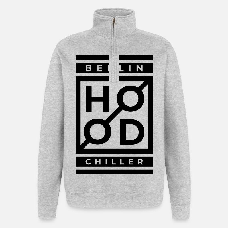 Bois moderne Chiller Berlin - Sweat à zip 1/4 - gris chiné