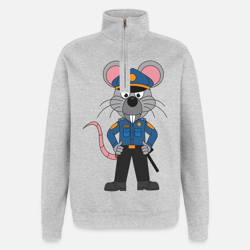Polizei Maus / Mäuse Polizist - Quarter-Zip-Sweatshirt - Grau meliert