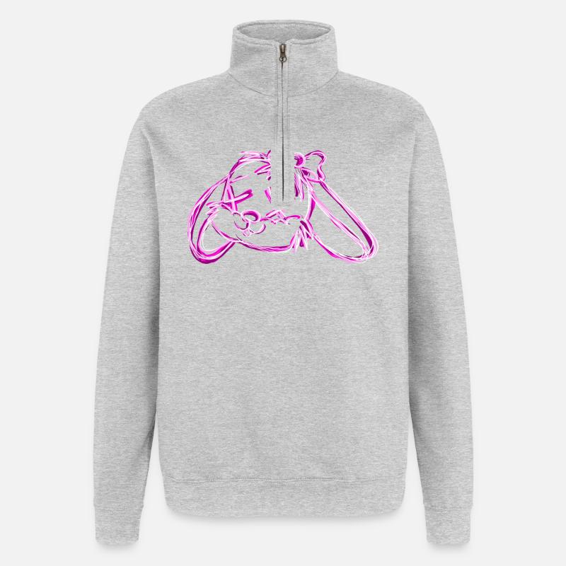 Rose Lapin Mort - Sweat à zip 1/4 - gris chiné