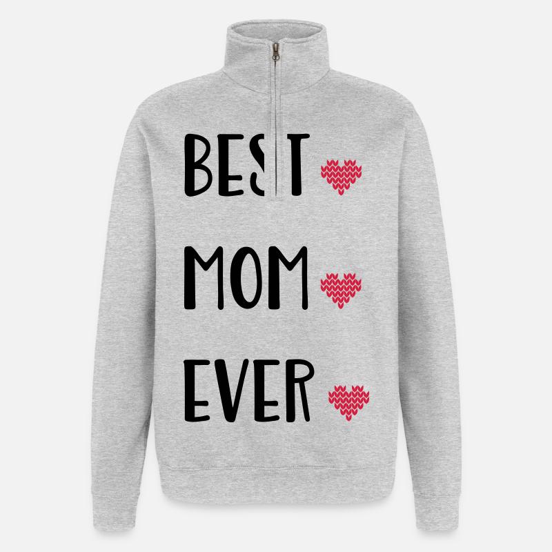 Mutter - Quarter-Zip-Sweatshirt - Grau meliert