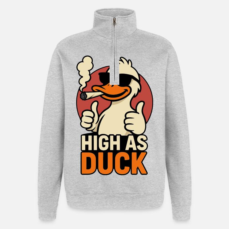 High as Duck - THC Ente - Sweat à zip 1/4 - gris chiné