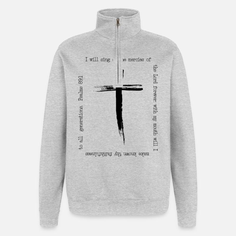 Kreuzpinselstrich Barmherzigkeitslied - Quarter-Zip-Sweatshirt - Grau meliert