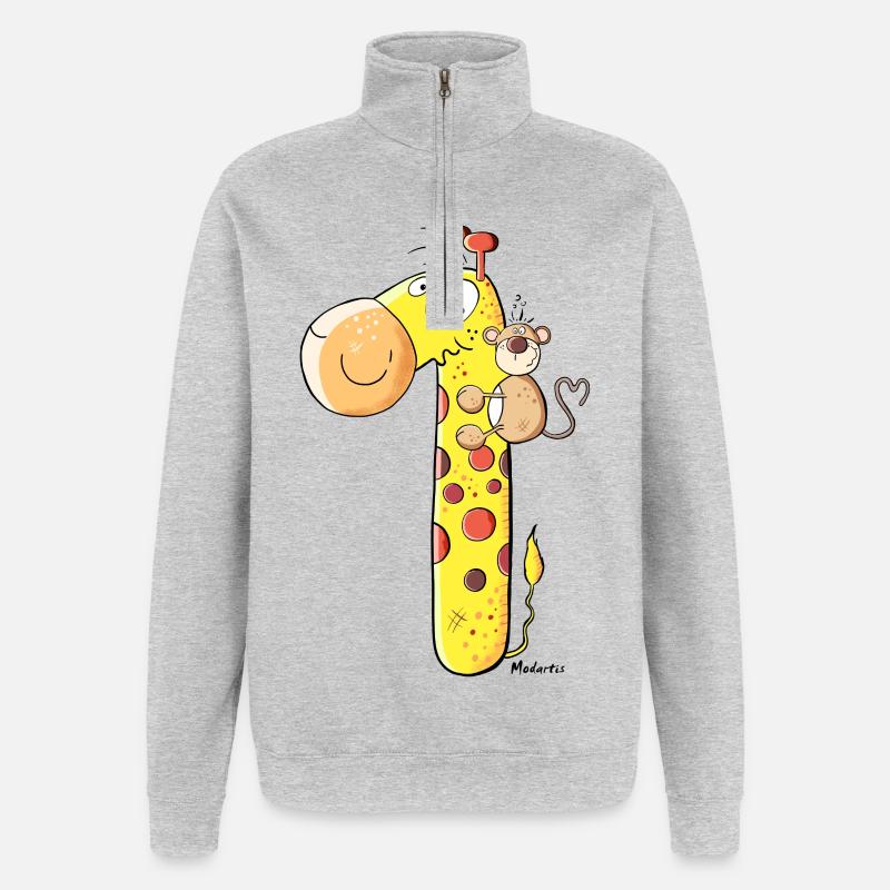 Monkey on Giraffe - Quarter-Zip Sweatshirt - heather grey