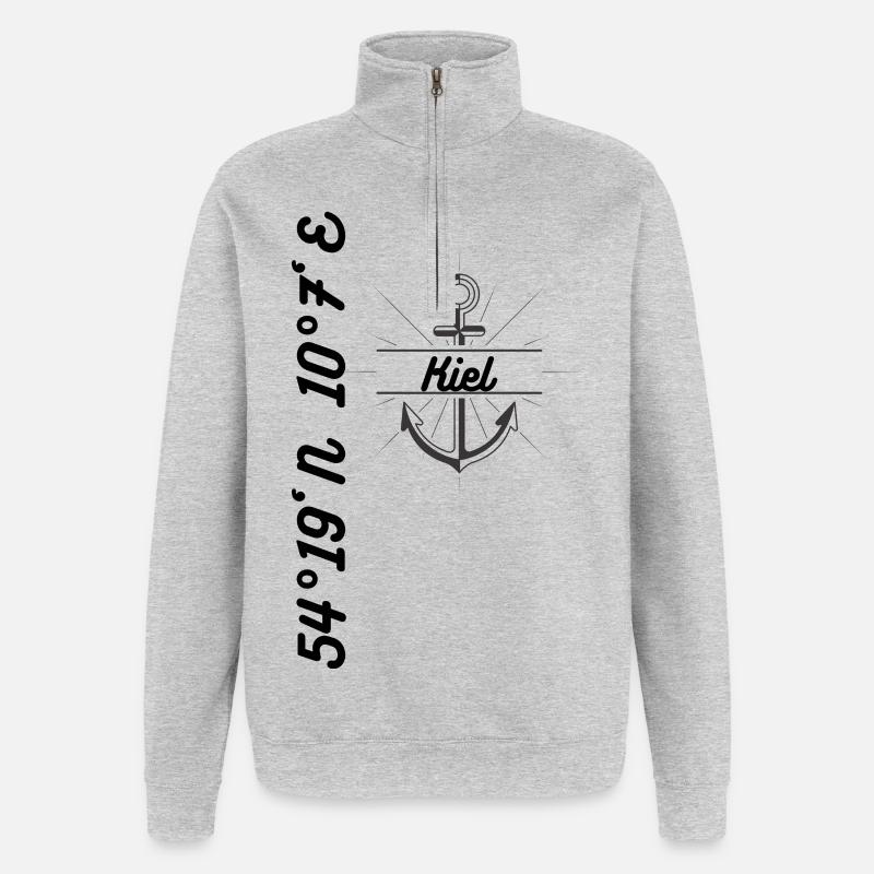 Kiel coordonne Design Maritim - Sweat à zip 1/4 - gris chiné
