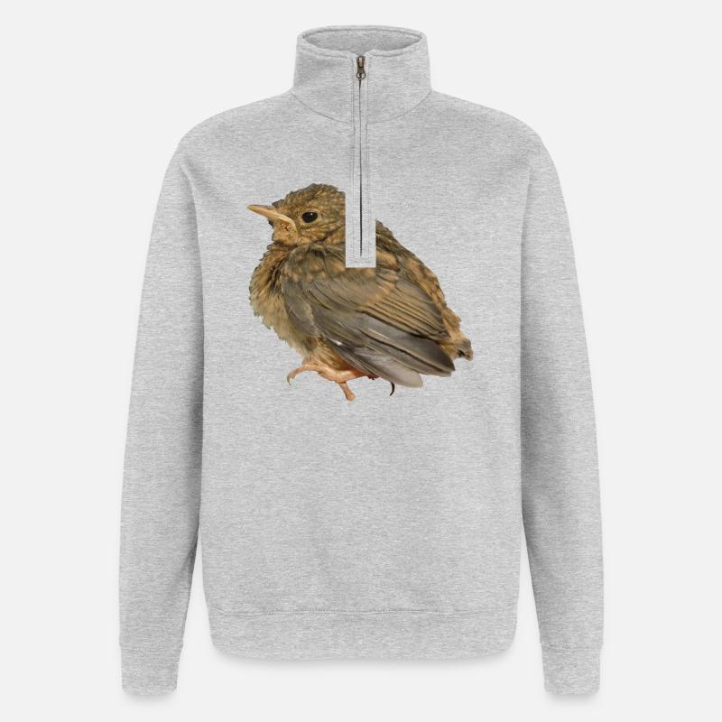 Rotkehlchen Ästling - Quarter-Zip-Sweatshirt - Grau meliert
