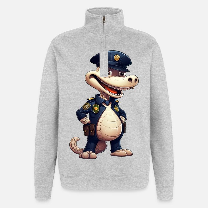 Polizei Krokodil - Quarter-Zip-Sweatshirt - Grau meliert