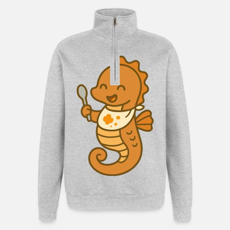 Goûter avec des hippocampes - Sweat à zip 1/4 - gris chiné