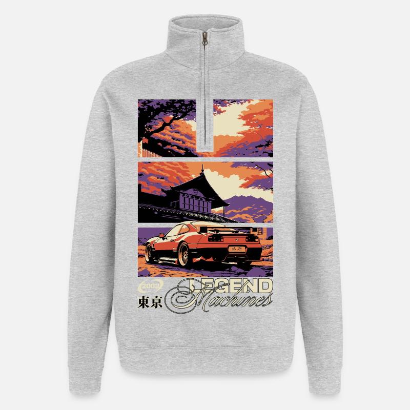 Sunset Skyline Triptych Car Legend - Quarter-Zip Sweatshirt - heather grey