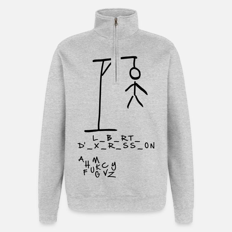 Pendu - Liberté d'expression - Sweat à zip 1/4 - gris chiné