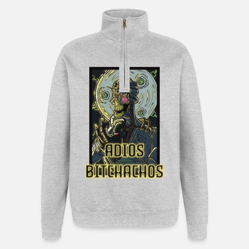 Le robot d’Adiós Bitehaco - Sweat à zip 1/4 - gris chiné