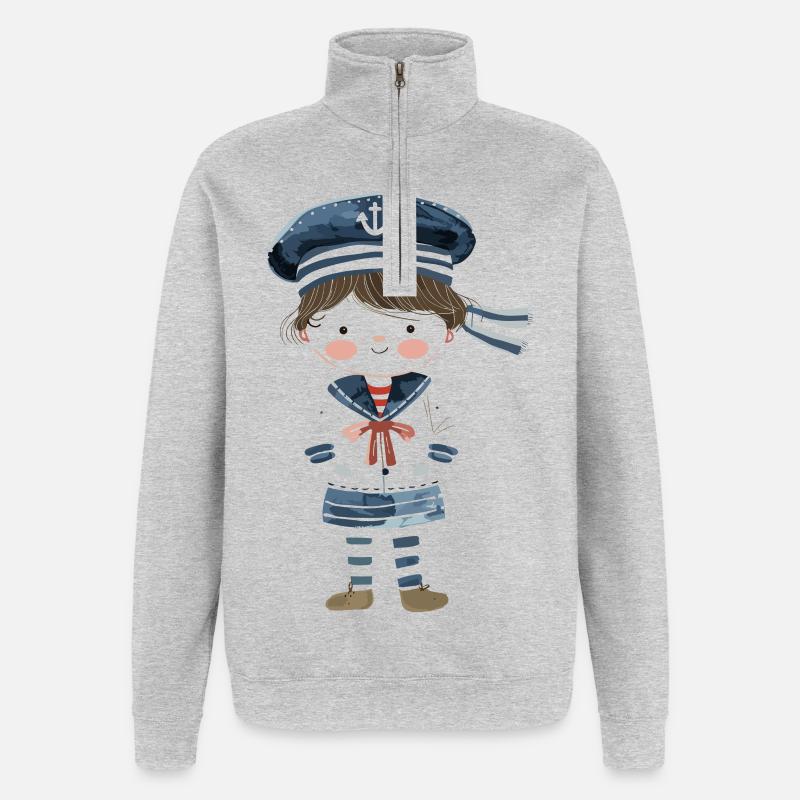 Sailor Comic Look - Sweat à zip 1/4 - gris chiné