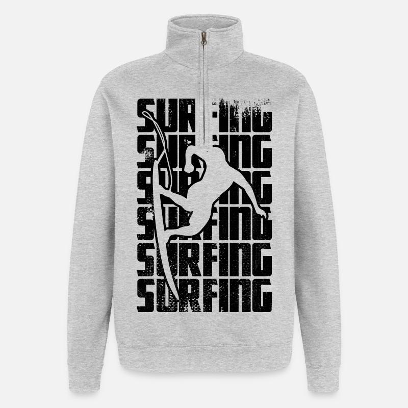 Surf - Sweat à zip 1/4 - gris chiné